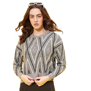 Modeve Self Design Round Neck Casual Women