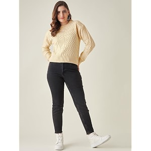 Modeve Self Design Round Neck Casual Women