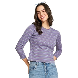 Modeve Women Horizontal Stripes Striped Long Sleeves