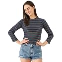 Modeve Women Horizontal Stripes Striped Long Sleeves