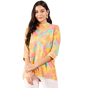 Modeve Women Multicolor Banded Collar Top