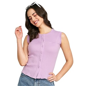 Modeve Women Ribbed Sleeveless Fitted Top for