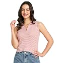 Modeve Women Ribbed Sleeveless Fitted Top for