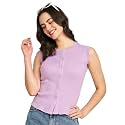 Modeve Women Ribbed Sleeveless Fitted Top for