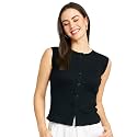 Modeve Women Ribbed Sleeveless Fitted Top for