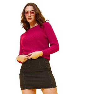 Modeve Women Round Neck Casual Sweater for