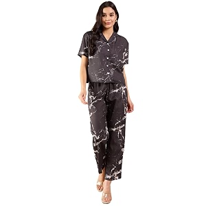 Modeve Women Shirt Pant Navy Abstract Print
