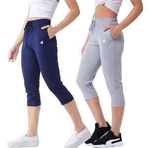 Modeve Women Solid Cotton Blend Capri for