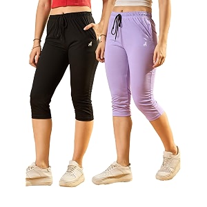Modeve Women Solid Cotton Blend Capri for