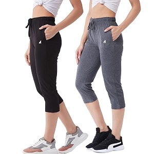 Modeve Women Solid Cotton Blend Capri for