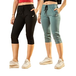 Modeve Women Solid Cotton Blend Capri for