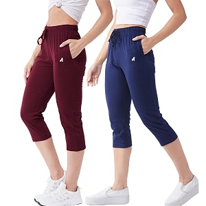 Modeve Women Solid Cotton Blend Capri for