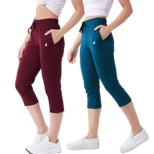 Modeve Women Solid Cotton Blend Capri for