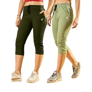 Modeve Women Solid Cotton Blend Capri for