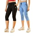 Modeve Women Solid Cotton Blend Capri for