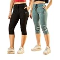 Modeve Women Solid Cotton Blend Capri for