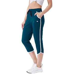 Modeve Women Striped Cotton Blend Capri
