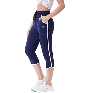 Modeve Women Striped Cotton Blend Capri