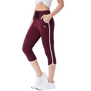 Modeve Women Striped Cotton Blend Capri