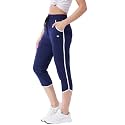 Modeve Women Striped Cotton Blend Capri