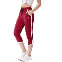 Modeve Women Striped Cotton Blend Capri