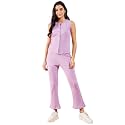 Modeve Women Top Pant Button Closure Solid