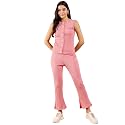 Modeve Women Top Pant Button Closure Solid