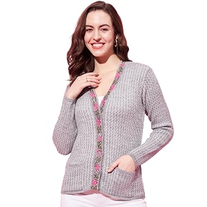Modeve Women V Neck Ethnic Sweater for