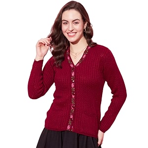 Modeve Women V Neck Ethnic Sweater for