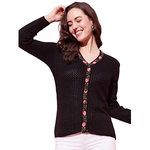 Modeve Women V Neck Ethnic Sweater for