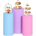 MODFUNS Multicolor Cylinder Cover Set of 3 Spandex Cylinder Pedestal Cover Round Pillar Covers Mixed Plinth Pedestal Stand Cover Stretchy Display Stand Covers for Wedding Birthday Party Decor