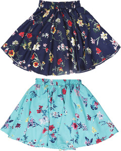 modish vogue girls floral print flared multicolor skirt