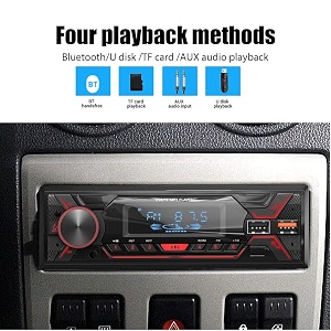 modishombre car fm stereo system -720s mp3 player with bluetooth 1 din 200 watts with dual usb ports music amp charging aux in fm hands free calling with phone caller id amp remote control