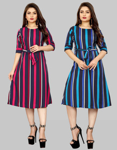 Modli 20 Fashion Women A-line Blue White