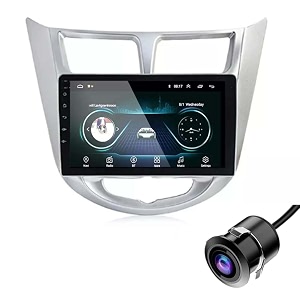 modorwy original 9inch hd qled car android stereo  2gb ram amp 32gb rom  os 13 double din car multimedia player  incl ahd rear camera amp frame compatible with hyundai verna fludic - 1 year warranty
