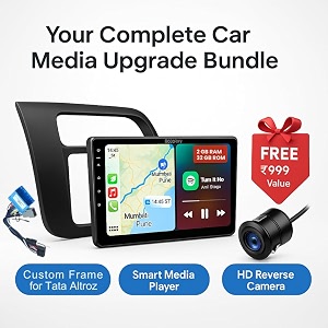 modorwy original qled 9 zlink car android stereo  os 13  1gb32gb  display support car play amp android auto  incl ahd rear camera amp frame compatible with tata altroz - 1 year warranty
