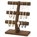 MODOWEY Bracelet Holder Organizer Display Wooden T Bar Stand, 3 Tiers Brown