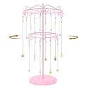 MODOWEY Necklace Holder Organizer Rotating Display Adjustable Stand, Pink