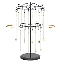 MODOWEY Necklace Holder Organizer Rotating Display Adjustable Stand, Black