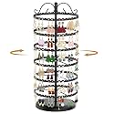 MODOWEY Rotating Earring Holder Organizer Metal Display Stand, 6 Tier Black