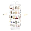 MODOWEY Rotating Earring Holder Organizer Metal Display Stand, 5 Tier White