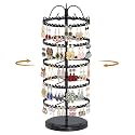 MODOWEY Rotating Earring Holder Organizer Metal Display Stand, 5 Tier Black
