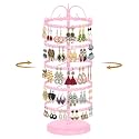 MODOWEY Rotating Earring Holder Organizer Metal Display Stand, 5 Tiers Pink