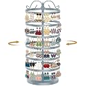 MODOWEY Rotating Earring Holder Organizer Stand, 6 Tiers Metal Tree, Grey