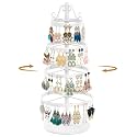 MODOWEY Rotating Earring Holder Organizer Stand Metal Display, 4 Tier White