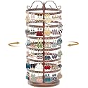 MODOWEY Rotating Earring Holder Organizer Stand, 6 Tiers Metal Tree, Bronze