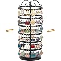 MODOWEY Rotating Earring Holder Organizer Stand, 6 Tiers Metal Tree, Black