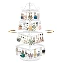 MODOWEY Rotating Earring Holder Organizer Stand Metal Display, 4 Tier White