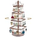 MODOWEY Rotating Earring Holder Organizer Stand Metal Display 4 Tier Bronze