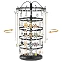 MODOWEY Rotating Jewelry Holder Organizer Stand, 5 Tier Black Metal Display